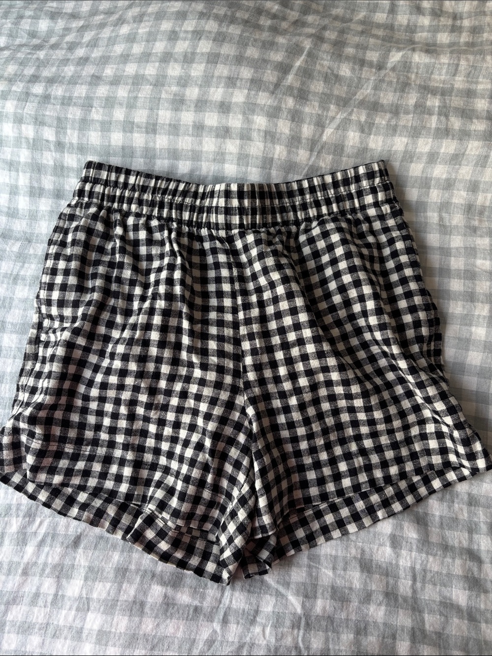 Old Navy Black and White Gingham High-Waist Shorts